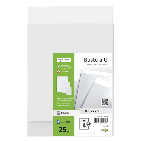 SEI ROTA - 652230 - Buste a sacco Soft - PPL - 22 x 30 cm - liscio - trasparente - Sei Rota - conf. 25 pezzi - 25958 -  Conf. da 1 Pz.