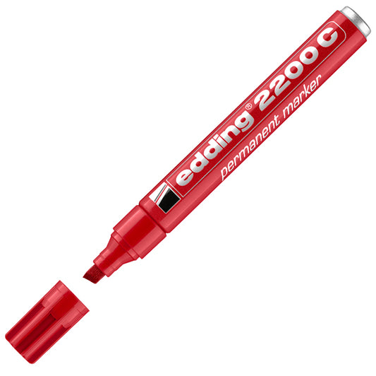 EDDING - E-2200 002 - Marcatore permanente 2200C - punta a scalpello - da 1 a 5 mm - rosso  - Edding - 27470 -  Conf. da 10 Pz.