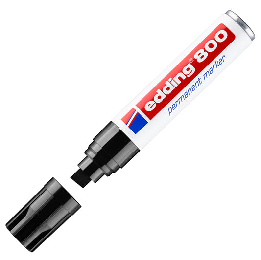 EDDING - E-800 001 - Marcatore permanente 800 - punta scalpello - da 4 a 12 mm - nero - Edding - 27490 -  Conf. da 1 Pz.