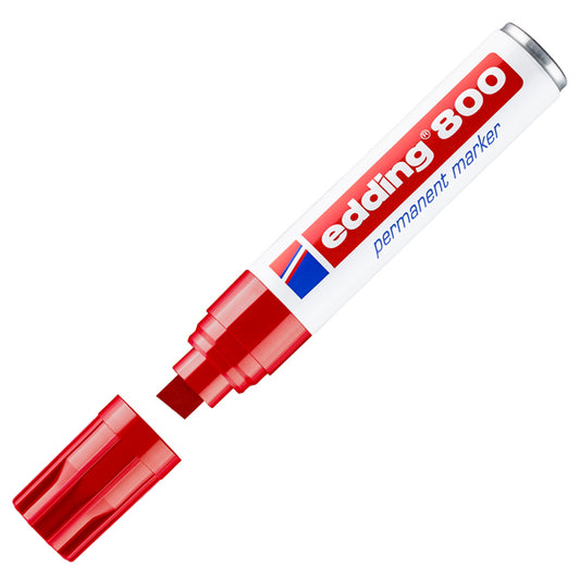 EDDING - E-800 002 - Marcatore permanente 800 - punta scalpello - da 4 a 12 mm - rosso - Edding - 27491 -  Conf. da 1 Pz.