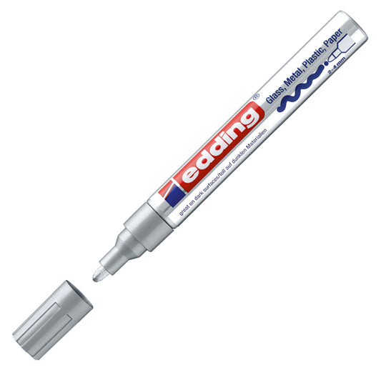 EDDING - E-750 054 - Marcatore permanente a vernice 750 - punta tonda - da 2 a 4 mm - argento - Edding - 27562 -  Conf. da 1 Pz.