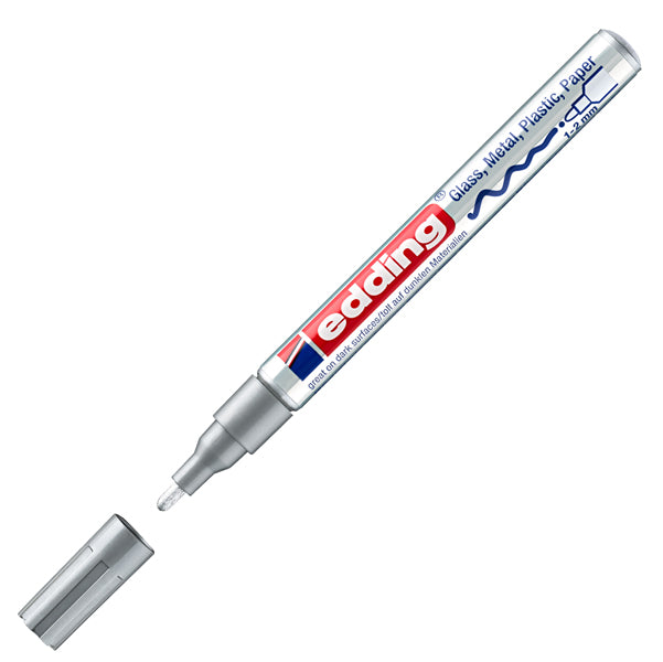 EDDING - E-751 054 - Marcatore permanente a vernice 751 - punta tonda fine - da 1 a 2 mm - argento - Edding - 27569 -  Conf. da 1 Pz.