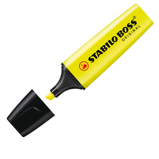 STABILO - 70-24 - Evidenziatore Stabilo Boss Original - punta a scalpello - tratto 2 - 5 mm - giallo 24 - Stabilo - 27673 -  Conf. da 10 Pz.
