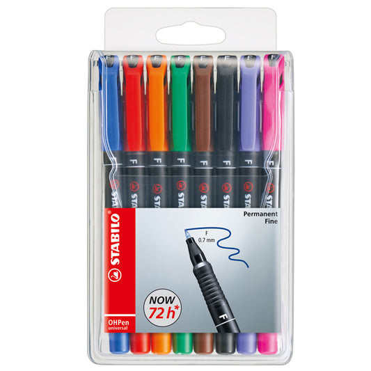 STABILO - 842-8 - Pennarello OHPen universal permanente 842  - punta fine 0,7 mm - colori assortiti - Stabilo - conf. 8 pezzi - 27731 -  Conf. da 1 Pz.