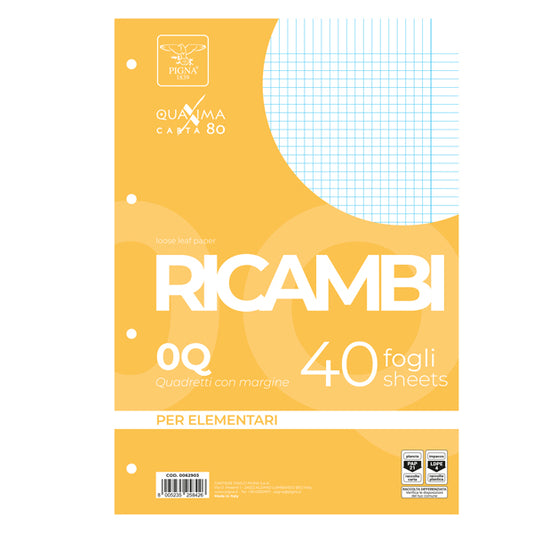 PIGNA - 00629030Q - Ricambi forati Quaxima - A4 - 5 mm c-margine - 80 gr - Pigna - conf. 40 pezzi - 28848 -  Conf. da 1 Pz.