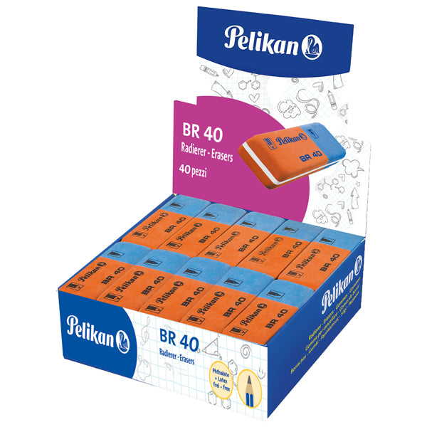 PELIKAN - 400142586 - Gomma BR40 - blu e rossa - Pelikan - conf. 40 pezzi - 30573 -  Conf. da 1 Pz.
