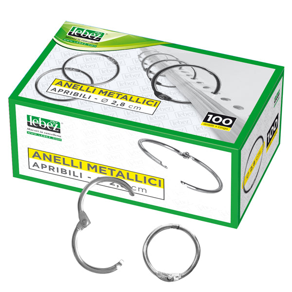 LEBEZ - 453 - Anelli metallici - 3,5 cm - per rilegatura - Lebez - conf. 100 pezzi - 36525 -  Conf. da 1 Pz.