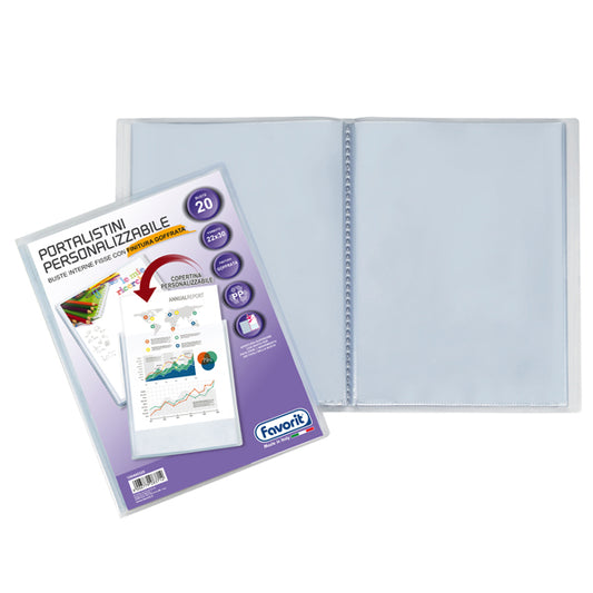FAVORIT - 100460325 - Portalistini personalizzabile Sviluppo - buccia - 22x30 cm - 20 buste - trasparente - Favorit - 37618 -  Conf. da 1 Pz.