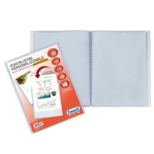 FAVORIT - 100460326 - Portalistini personalizzabile Sviluppo - buccia - 22x30 cm - 30 buste - trasparente - Favorit - 37619 -  Conf. da 1 Pz.
