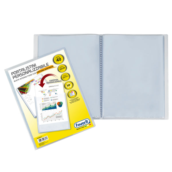 FAVORIT - 100460327 - Portalistini personalizzabile Sviluppo - buccia - 22x30 cm - 40 buste - trasparente - Favorit - 37620 -  Conf. da 1 Pz.