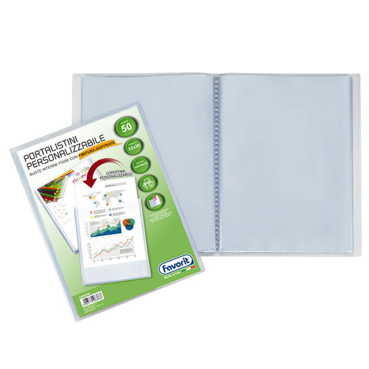 FAVORIT - 100460328 - Portalistini personalizzabile Sviluppo - buccia - 22x30 cm - 50 buste - trasparente - Favorit - 37621 -  Conf. da 1 Pz.