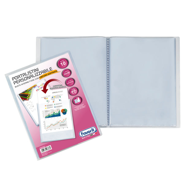 FAVORIT - 100460324 - Portalistini personalizzabile Sviluppo - buccia - 22x30 cm - 10 buste - trasparente - Favorit - 44839 -  Conf. da 1 Pz.
