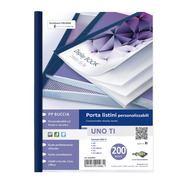SEI ROTA - 55232007 - Portalistini personalizzabile Uno TI - 22x30 cm - 200 buste - blu - Sei Rota - 45730 -  Conf. da 1 Pz.
