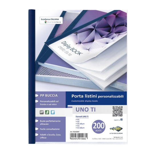 SEI ROTA - 55232007 - Portalistini personalizzabile Uno TI - 22x30 cm - 200 buste - blu - Sei Rota - 45730 -  Conf. da 1 Pz.