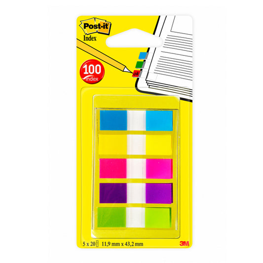 POST-IT - 7000101800 - Segnapagina Post-it Index Mini - 683-5CBEU - 12 x 43,1 mm - 5 colori vivaci - Post-it - conf. 100 pezzi - 48038 -  Conf. da 1 Pz.
