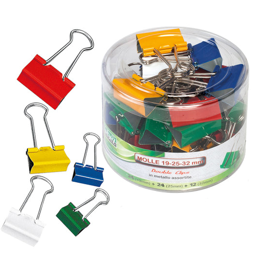 LEBEZ - 566 - Molle Double Clips - misure e colori assortiti - metallo - Lebez - conf. 60 pezzi - 49753 -  Conf. da 1 Pz.