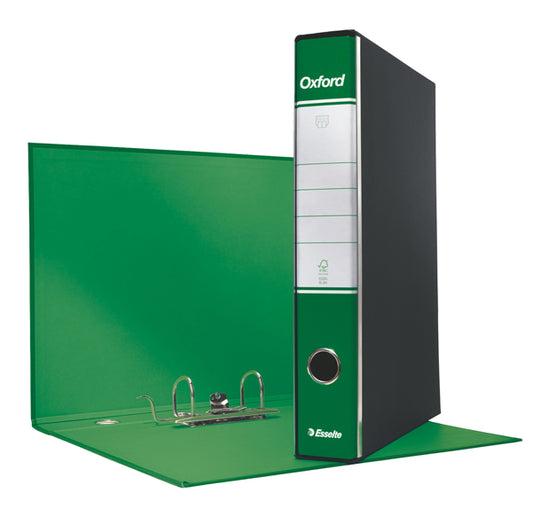 ESSELTE - 390782180 - Registratore Oxford G82 - dorso 5 cm - commerciale 23 x 30 cm - verde - Esselte - 50931 -  Conf. da 8 Pz.