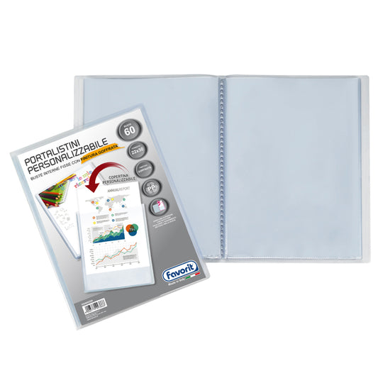 FAVORIT - 100460329 - Portalistini personalizzabile Sviluppo - buccia - 22x30 cm - 60 buste - trasparente - Favorit - 53958 -  Conf. da 1 Pz.