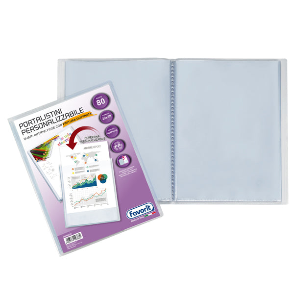 FAVORIT - 100460331 - Portalistini personalizzabile Sviluppo - buccia - 22x30 cm - 80 buste - trasparente - Favorit - 53959 -  Conf. da 1 Pz.