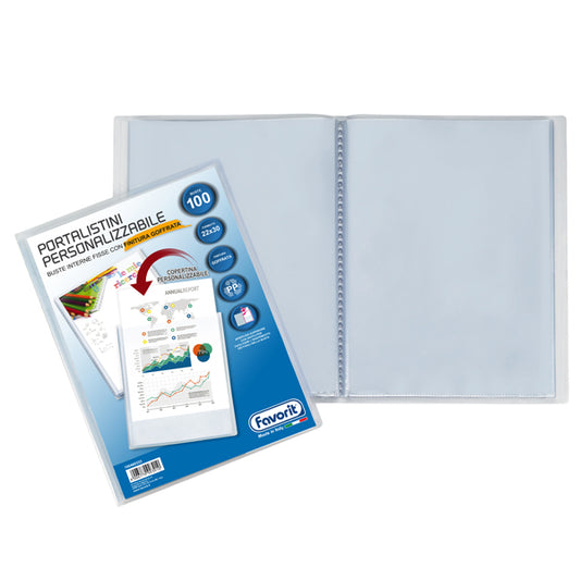 FAVORIT - 100460333 - Portalistini personalizzabile Sviluppo - buccia - 22x30 cm - 100 buste - trasparente - Favorit - 53960 -  Conf. da 1 Pz.