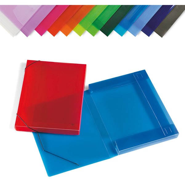 LEBEZ - 2525-ASS - Cartella con elastici - PPL - dorso 3 cm - 35,5 x 26,5 cm - colori assortiti - Lebez - 57142 -  Conf. da 12 Pz.