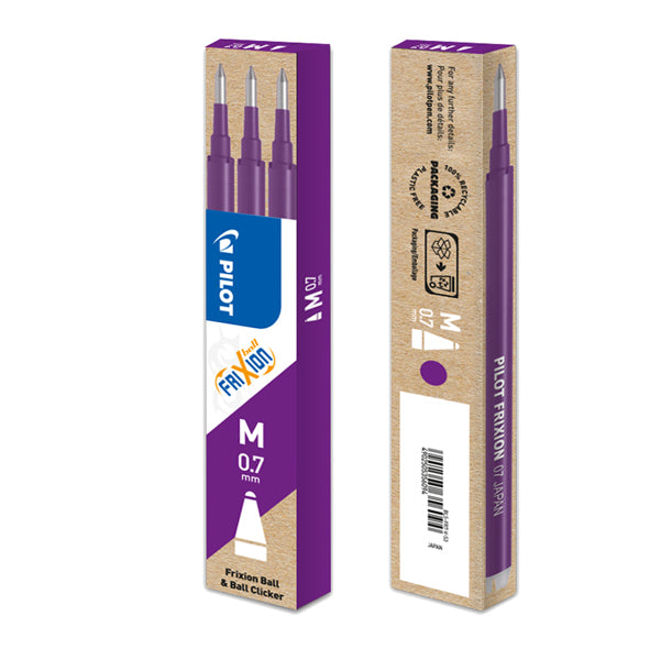 PILOT - 006646 - Refill a sfera Frixionball - punta 0,7mm - viola - Pilot - conf. 3 pezzi - 58732 -  Conf. da 1 Pz.