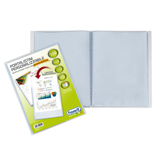 FAVORIT - 100460334 - Portalistini personalizzabile Sviluppo - buccia - 22x30 cm - 120 buste - trasparente - Favorit - 61984 -  Conf. da 1 Pz.