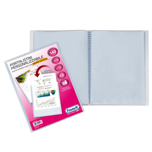 FAVORIT - 100460335 - Portalistini personalizzabile Sviluppo - buccia - 22x30 cm - 140 buste - trasparente - Favorit - 61985 -  Conf. da 1 Pz.