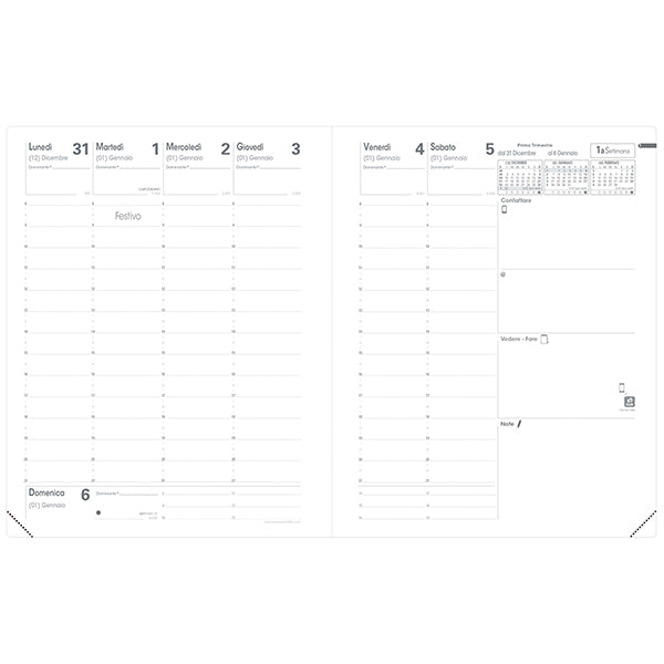 QUOVADIS - 016114MQ - Agenda settimanale Presidente Impala 2027 - 21 x 27 cm - nero - Quo Vadis - 66050 -  Conf. da 1 Pz.