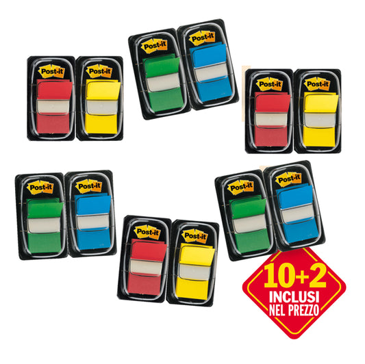 POST-IT - 7000081628 - Segnapagina Post-it Index Medium - 680 - 4 colori classici - Post-it - Value pack 10+2 (dispenser da 50 segnapagina ciascuno) - 66711 -  Conf. da 1 Pz.