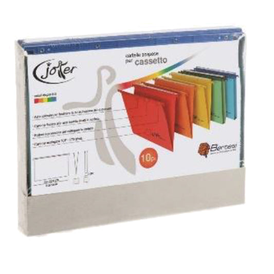 BERTESI - 400-395 LINK-J7 - Cartelle sospese Joker - cassetto - interasse 39 cm - fondo V - 37 x 25 cm - colori assortiti - Bertesi - conf. 10 pezzi - 68057 -  Conf. da 1 Pz.