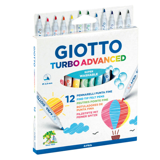 GIOTTO - 426000 - Pennarelli Turbo Advanced - punta 2,8mm - colori assortiti - Giotto - astuccio 12 pezzi - 71765 -  Conf. da 1 Pz.