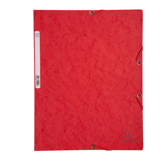 EXACOMPTA - 55505E - Cartella 3 lembi con elastico angolare - A4 - dorso 0,3 cm - cartoncino Lustrè - rosso - Exacompta - 71862 -  Conf. da 25 Pz.