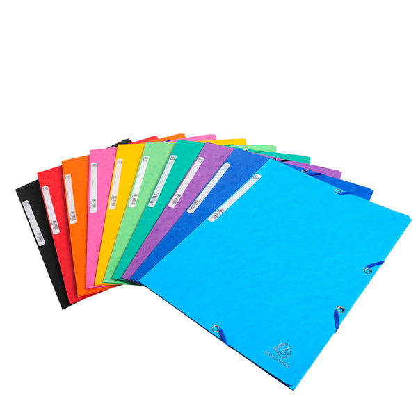 EXACOMPTA - 55500E - Cartella 3 lembi con elastico angolare - A4 - dorso 0,3 cm - cartoncino Lustrè - mix 10 colori brillanti - Exacompta - 71872 -  Conf. da 50 Pz.