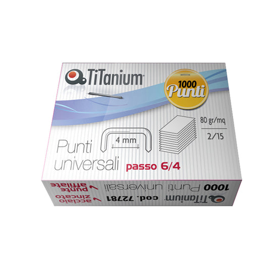 TITANIUM - TI1002T - Punti universali - 6-4 - acciaio-zinco cromato - metallo - Titanium - conf. 1000 punti - 72781 -  Conf. da 10 Pz.
