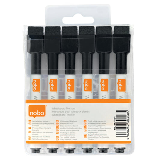 NOBO - 2104184 - Pennarelli magnetici per lavagne bianche - nero - Nobo - Rexel - conf. 6 pezzi - 77110 -  Conf. da 1 Pz.