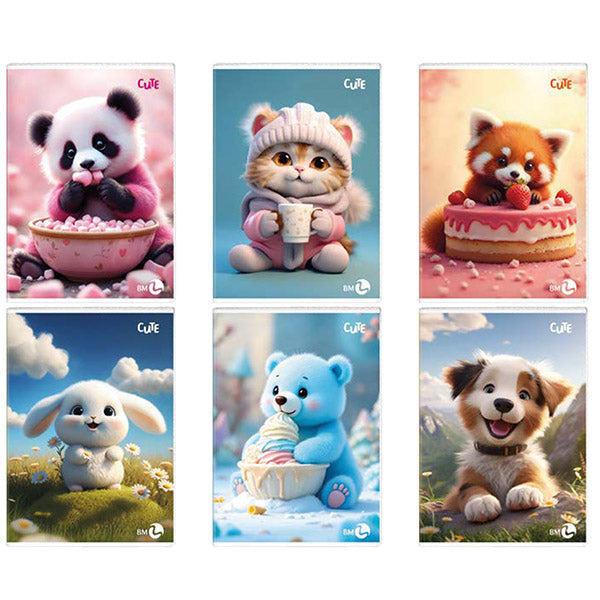 BM - 0110386 - Maxiquaderno Cute fantasia - A4 - 1 rigo c-margine - 40+2 fogli - 80gr - BM - 81327 -  Conf. da 10 Pz.