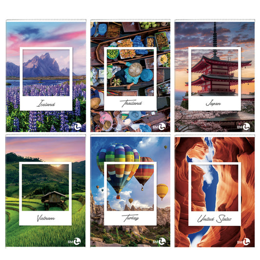 BM - 0110413 - Maxiquaderno Paesaggi fantasia - A4 - 1 rigo c-margine - 40+2 fogli - 80gr - BM - 82537 -  Conf. da 10 Pz.