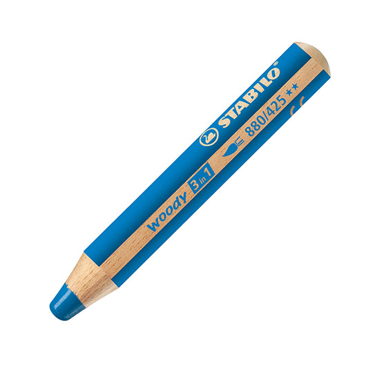 STABILO - 880-425 - Pastelli Woody 3 in 1 - diametro mina 10 mm - blu scuro - Stabilo - 84612 -  Conf. da 5 Pz.
