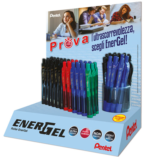 PENTEL - 0100941 - Roller Energel X - a scatto - 0,7 mm - Pentel - expo 60 pezzi - 87298 -  Conf. da 1 Pz.
