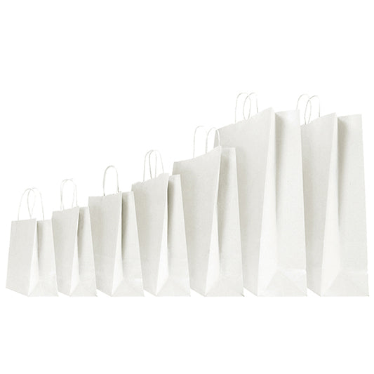 Mainetti Bags - 031496 - Shopper - maniglie cordino - 26 x11 x 34,5 cm - carta kraft - bianco - Mainetti Bags - conf. 25 pezzi - 87726 -  Conf. da 1 Pz.