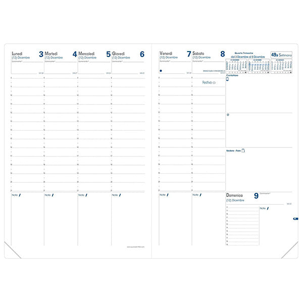 QUOVADIS - 024088Q - Agenda settimanale Prenote 2027 - copertina Impala - 21 x 29,7 cm - nero - Quo Vadis - 88139 -  Conf. da 1 Pz.