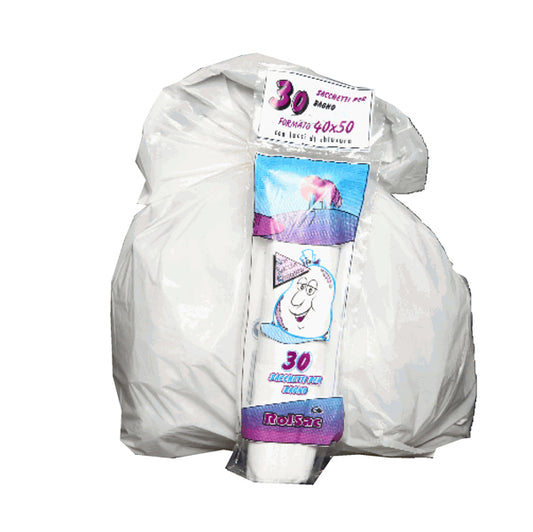 Rolsac - 10080 - Sacchi bagno - 40 x 50 cm - 15 L - 16 micron - MDPE-HDPE - bianco - Rolsac - conf. 30 pezzi - 89598 -  Conf. da 1 Pz.