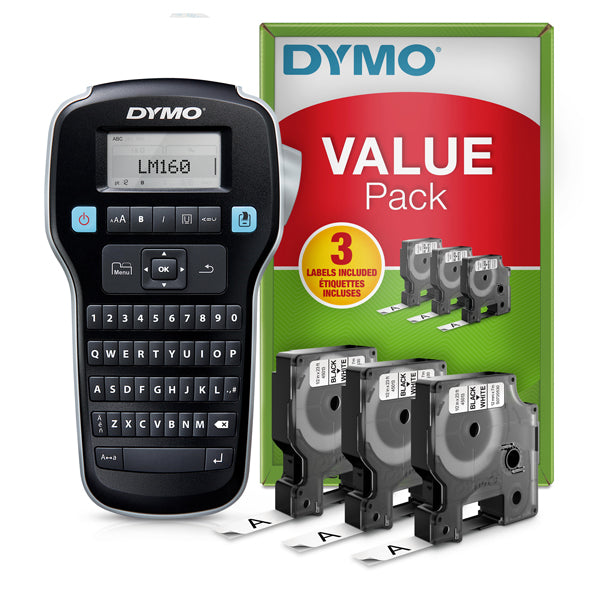 DYMO - 2181011 - Promo pack etichettatrice Label Manager 160 - 3 nastri D1 12 mm nero - bianco inclusi - Dymo - 92694 -  Conf. da 1 Pz.