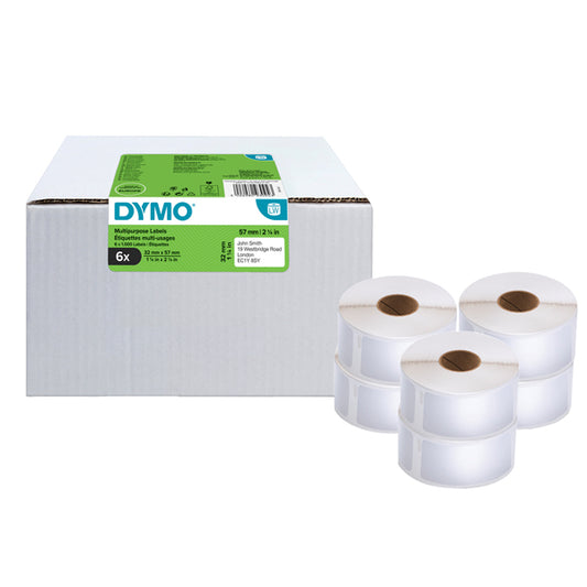 DYMO - 2093094 - Rotolo 1000 etichette LW 2093094 - 32 x 57 mm - carta - multiuso - bianco - Dymo - value pack 6 pezzi - 93274 -  Conf. da 1 Pz.