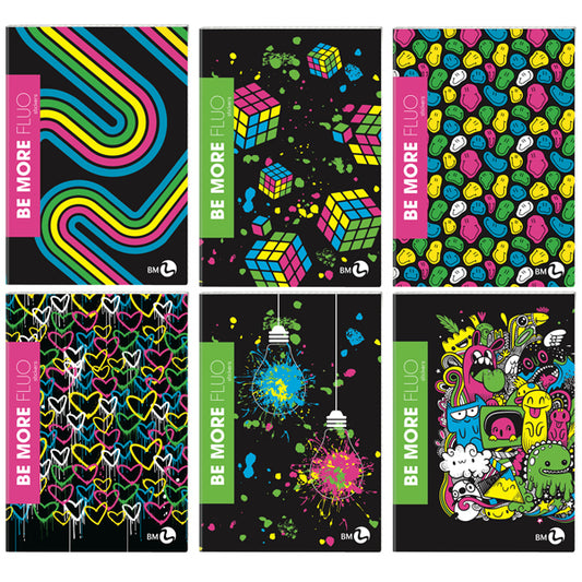 BM - 0122549 - Maxiquaderno Be more Fluo - A4 - 1 rigo - 36+2 fogli - 100gr - BM - 93856 -  Conf. da 10 Pz.
