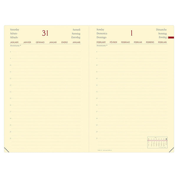 QUOVADIS - 375014Q - Agenda giornaliera - Daily 21 Prestige 2027 - 13 x 21 cm - copertina Silk - bordeaux - Quo Vadis - 94610 -  Conf. da 1 Pz.
