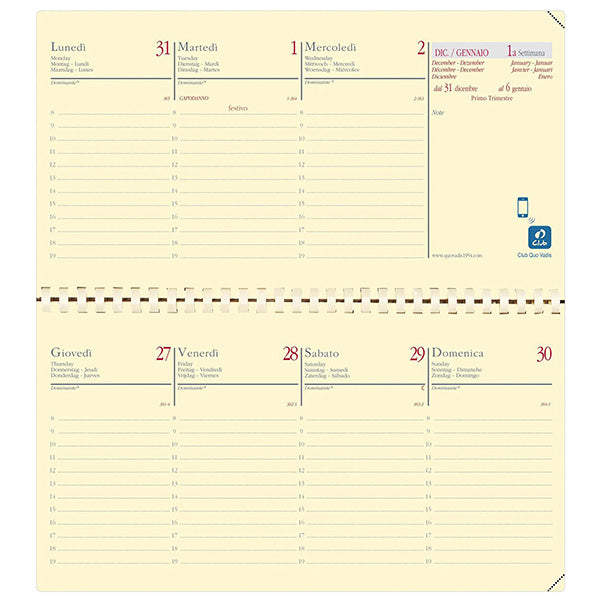 QUOVADIS - 422307Q - Agenda settimanale Planital 2027 - c-spirale - 8,8 x 17 cm - copertina Soho - blu acciaio - Quo Vadis - 94613 -  Conf. da 1 Pz.