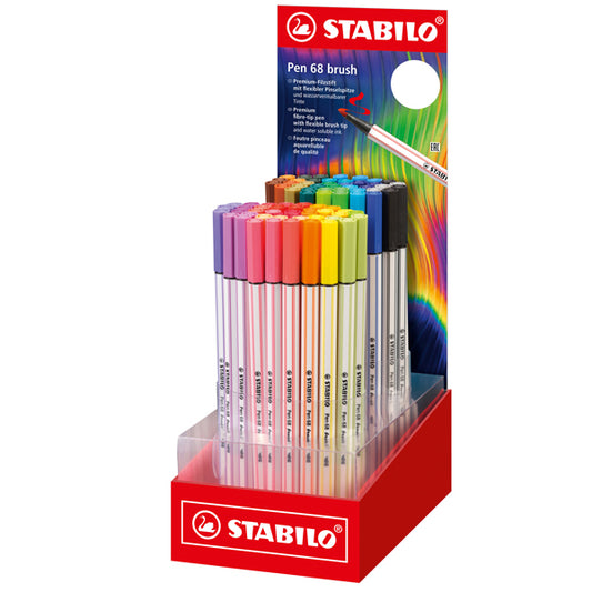 STABILO - 568-80-02 - Pennarello 68 Brush Arty - colori assortiti - Stabilo - expo 80 pezzi - 95612 -  Conf. da 1 Pz.