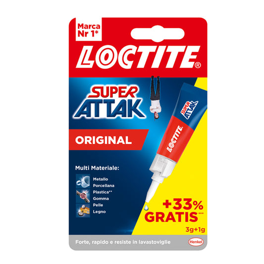 LOCTITE - 2737515 - Colla Super Attak Original - 3 gr +1 gr - Loctite - 95676 -  Conf. da 1 Pz.